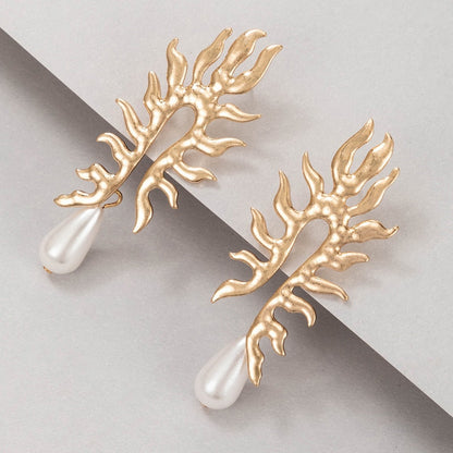 Coral Earrings Adorned with Freshwater Pearls