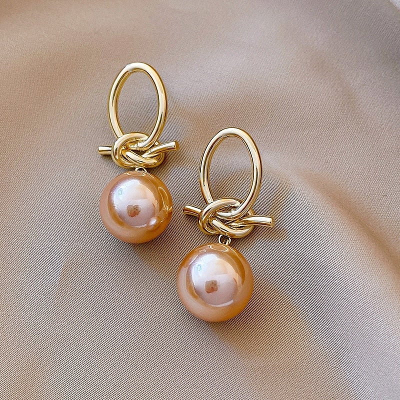 Gold Pearl Hoop Earrings
