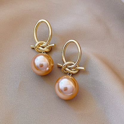 Gold Pearl Hoop Earrings