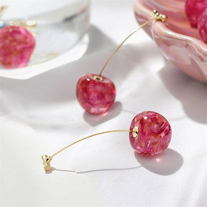Elegant Pink Cherry Earrings