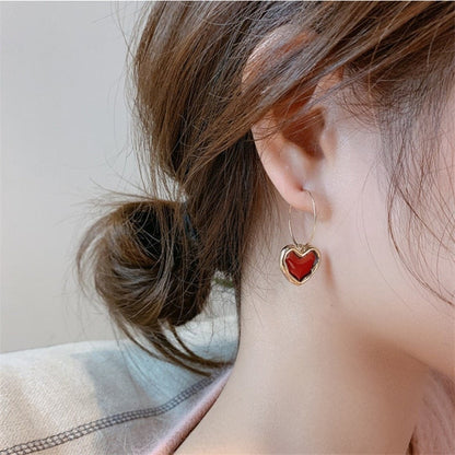 Charming Red Heart Earrings