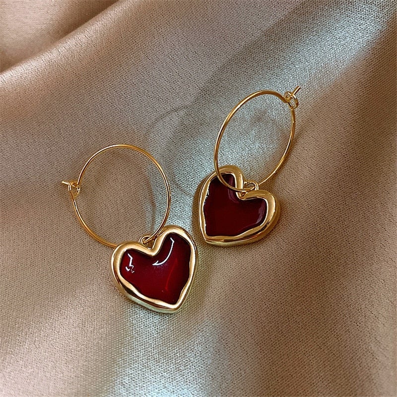 Charming Red Heart Earrings
