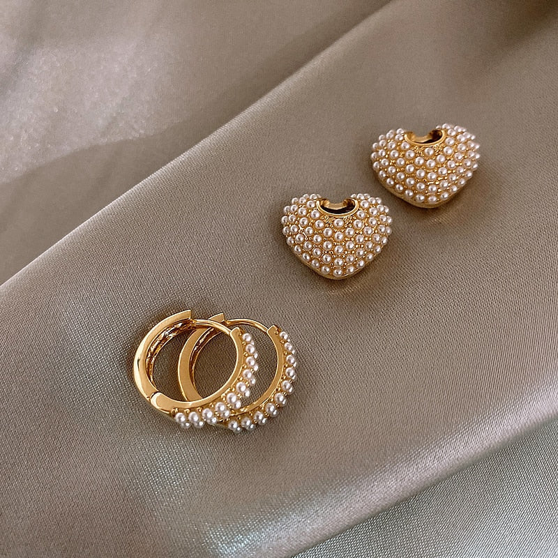 Gold Love Pearl Earrings