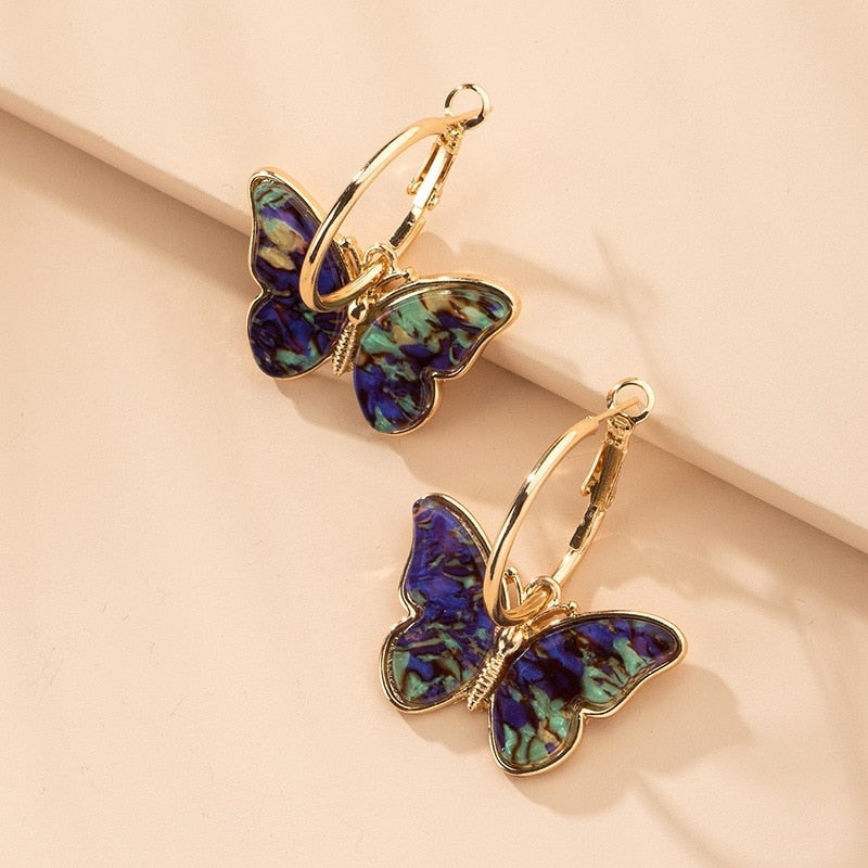Artisan Crafted Enamel and Crystal Butterfly Earrings