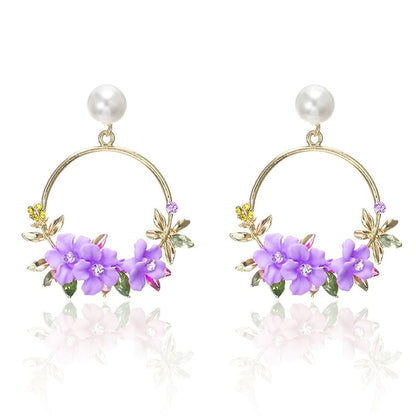 Gold Flower and Pearl Earrings