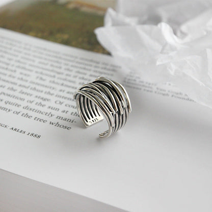 Adjustable Layered Ring in 925 Sterling Silver