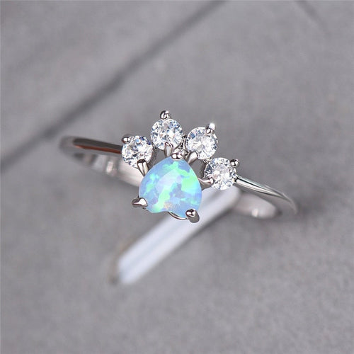 Opal and Zirconia Gemstone Ring