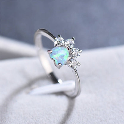 Opal and Zirconia Gemstone Ring