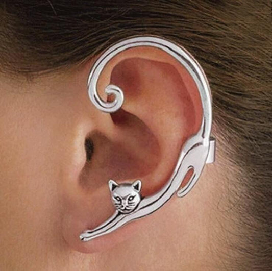Elegant Silver Cat Earrings