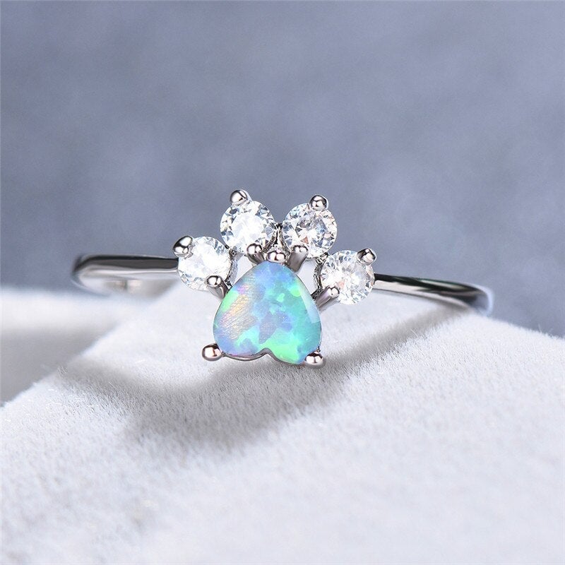 Opal and Zirconia Gemstone Ring