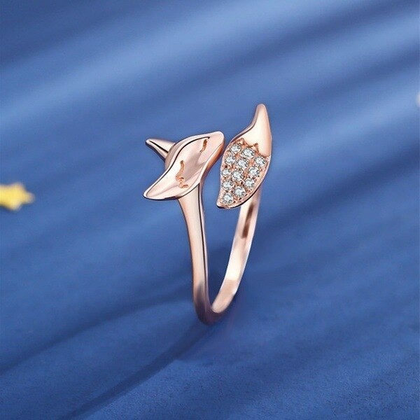 Rose Gold Silver Fox Ring