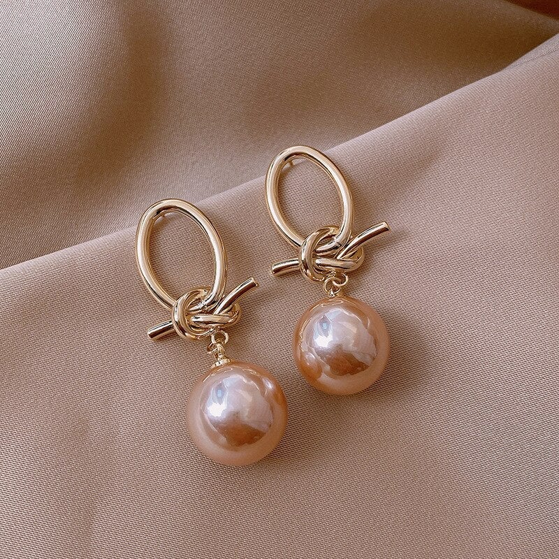 Gold Pearl Hoop Earrings
