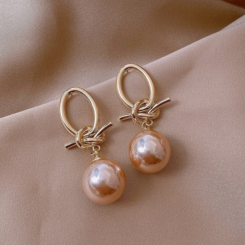 Gold Pearl Hoop Earrings