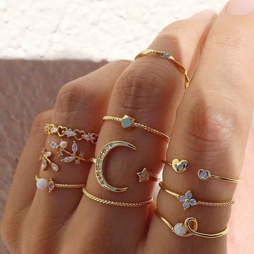 10 Pack of Bohemian Silver and Gold Plated Rings (BUY 1 GET 1 FREE)