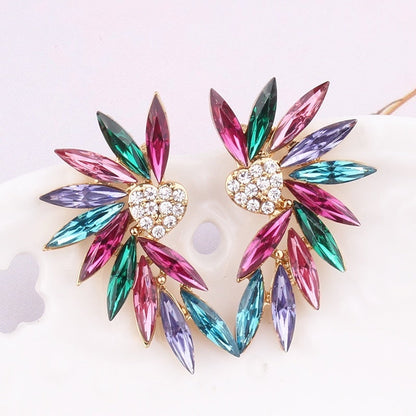 Zirconia-Embellished Heart Wings Earrings