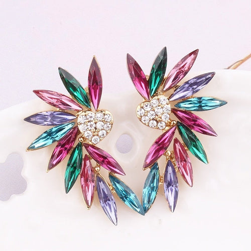 Zirconia-Embellished Heart Wings Earrings