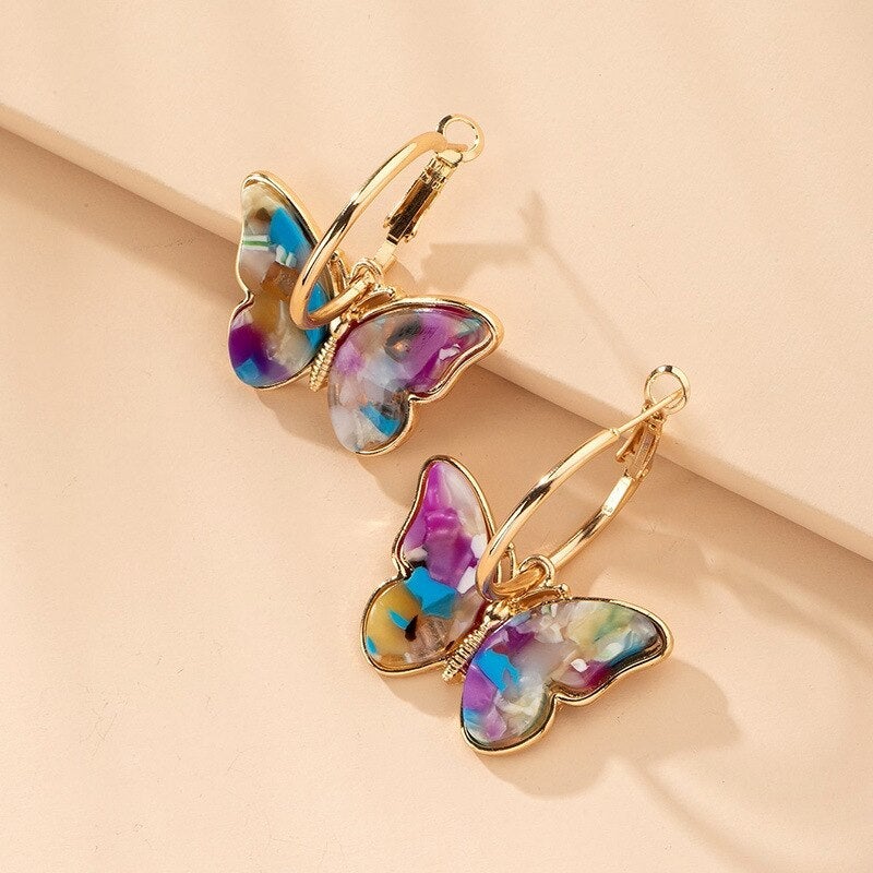 Artisan Crafted Enamel and Crystal Butterfly Earrings