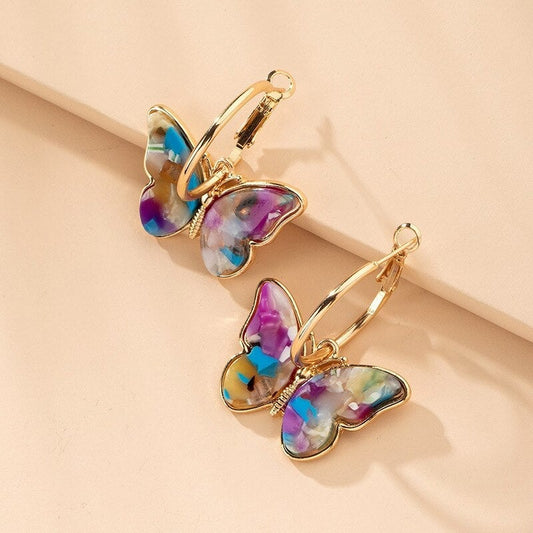 Artisan Crafted Enamel and Crystal Butterfly Earrings