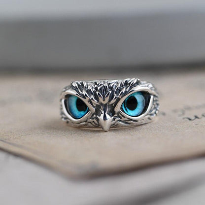 Silver and Opal Adjustable Lucky Owl Ring