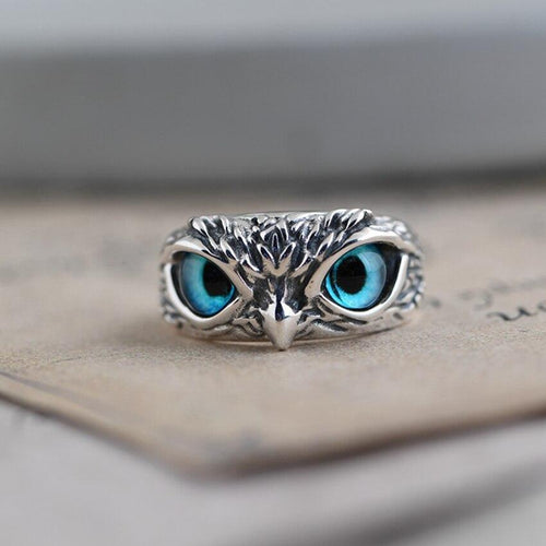 Silver and Opal Adjustable Lucky Owl Ring