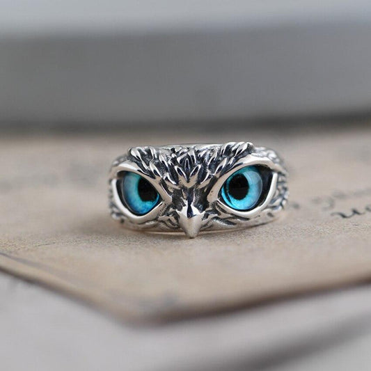 Silver and Opal Adjustable Lucky Owl Ring