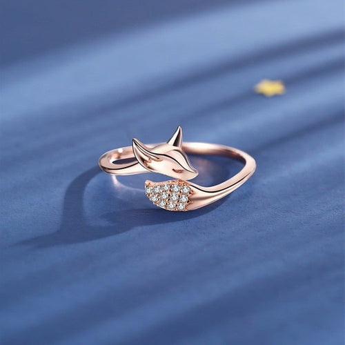 Rose Gold Silver Fox Ring