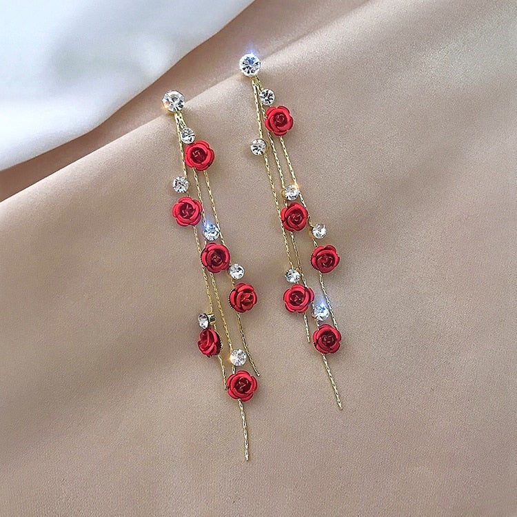 Blooming Rose Drop Earrings
