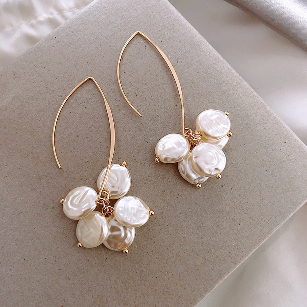 Chic Pearl and Crystal Drop Earrings