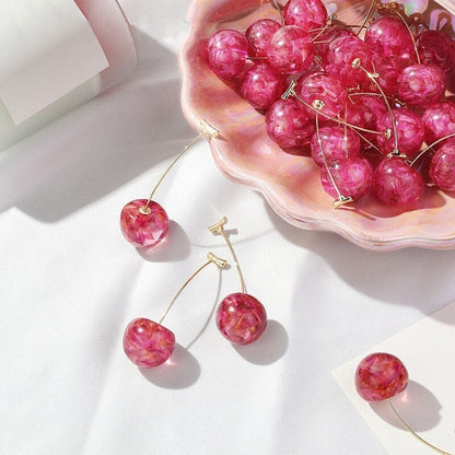 Elegant Pink Cherry Earrings