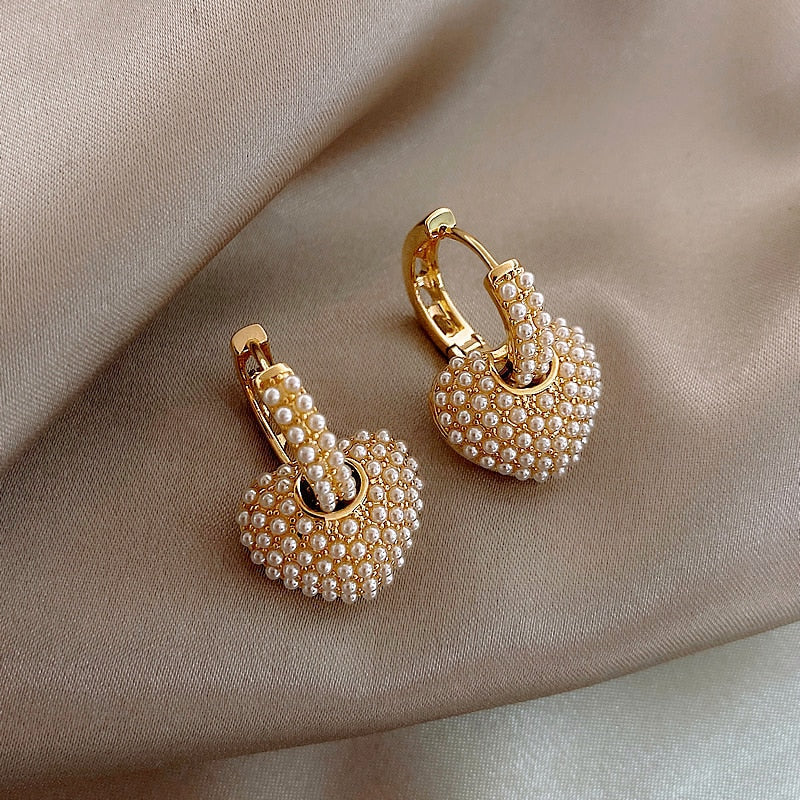 Gold Love Pearl Earrings