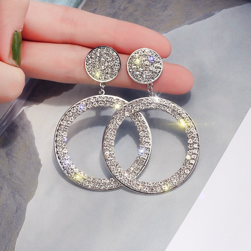 Gold and Silver Zirconia Earrings