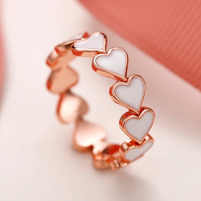 Classic White Heart Rose Gold Ring