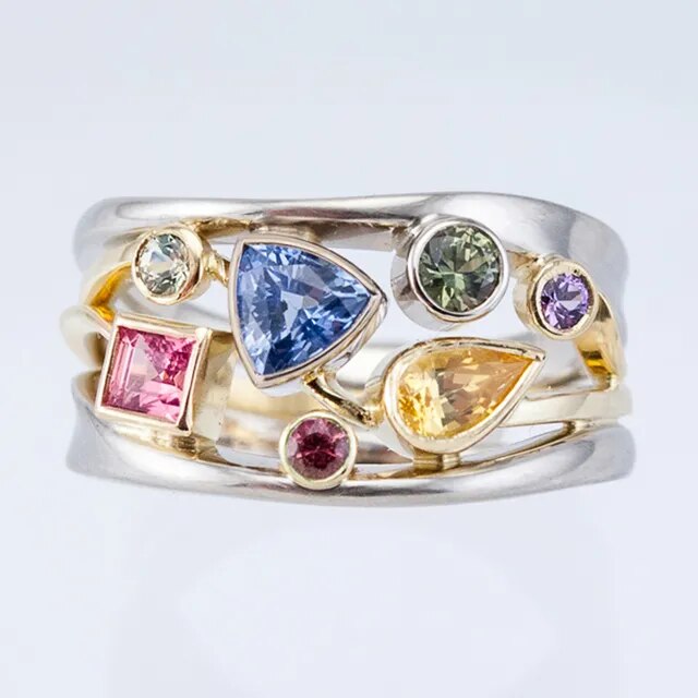 Retro Colored Crystal Ring