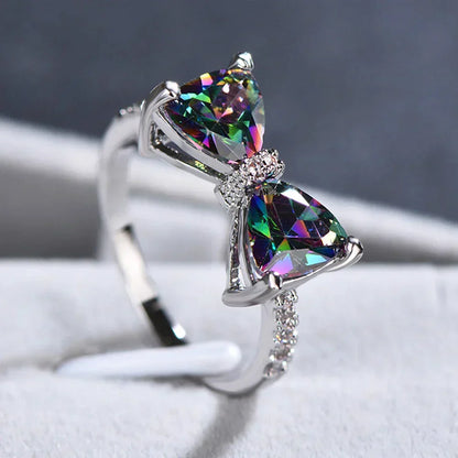 Colorful Crystal Bow Ring