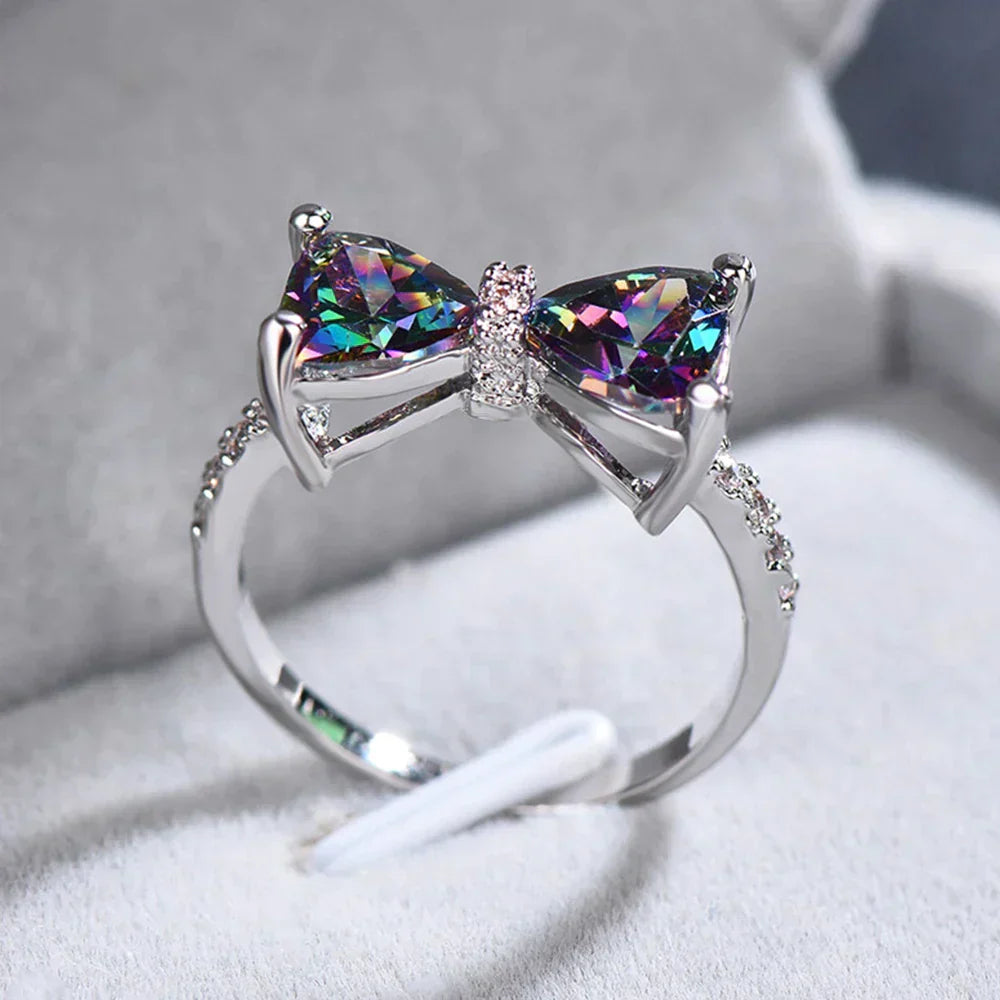 Colorful Crystal Bow Ring