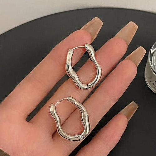 Retro Asymmetrical Gold and Silver Earrings