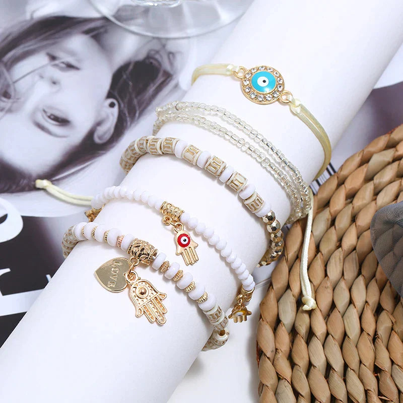 Hamsa Charm Bracelet Set