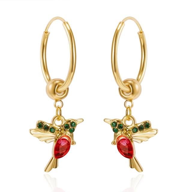 Exclusive Flying Hummingbird Earrings Featuring Zirconia Inlay