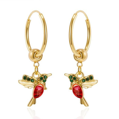Exclusive Flying Hummingbird Earrings Featuring Zirconia Inlay
