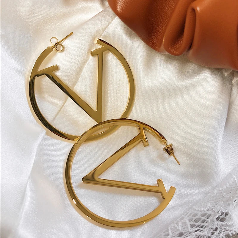 Gold Punk V-Shaped Earrings
