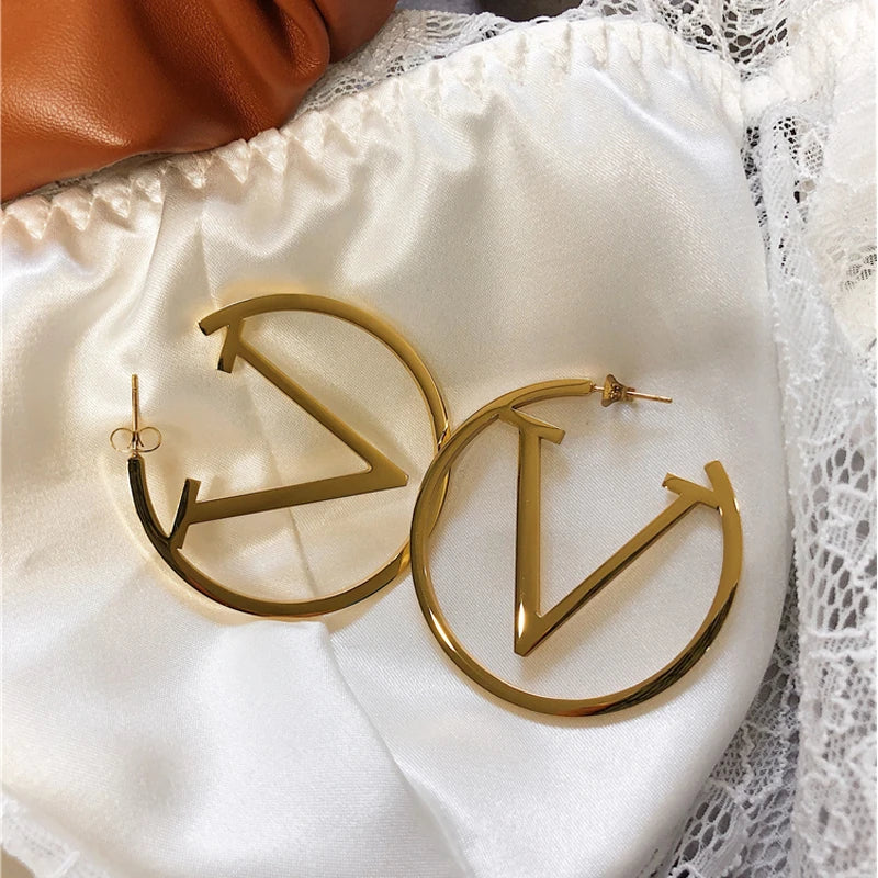 Gold Punk V-Shaped Earrings