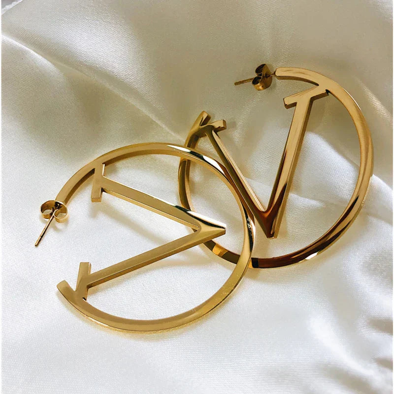 Gold Punk V-Shaped Earrings
