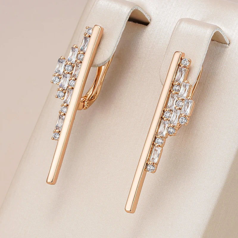 Gold Zirconia Stud Earrings - Elegant Design