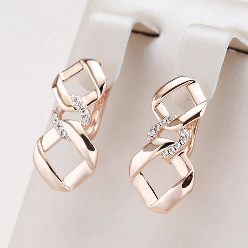 Chic Gold-Plated Zirconia Chain Earrings