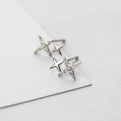 Gold Star Stud Earrings with Zirconia