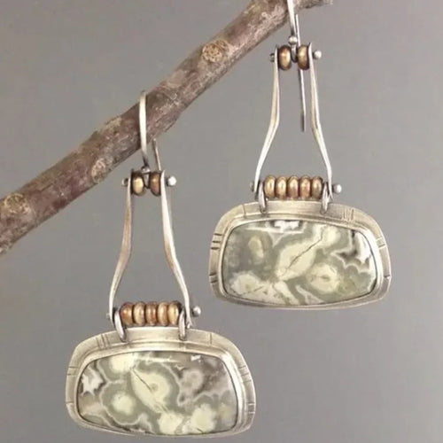 Distressed Stone Vintage Earrings