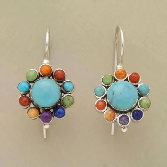 Colorful Round Turquoise Earrings