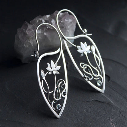 Lotus Flower Earrings in Sterling Silver