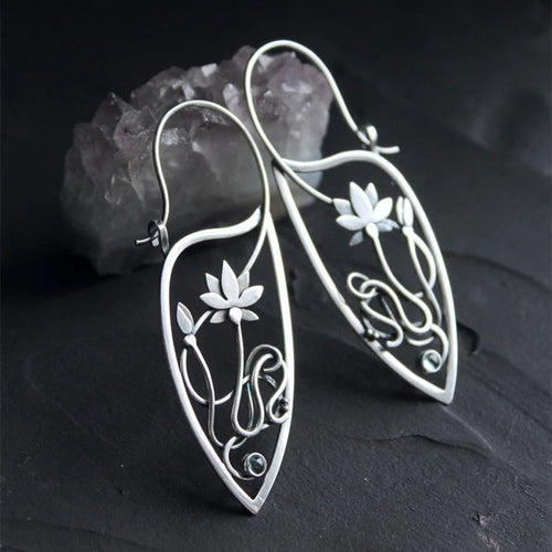 Lotus Flower Earrings in Sterling Silver