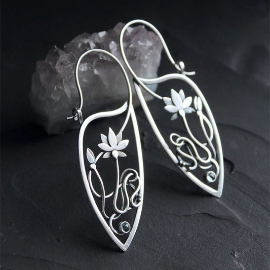 Lotus Flower Earrings in Sterling Silver